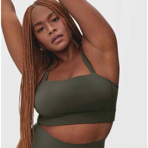 Everlane Womens The Perform Cropped Top XS Dark Forest Green NWT